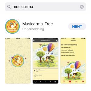 Skærmebilleder af Musicarma app'en.